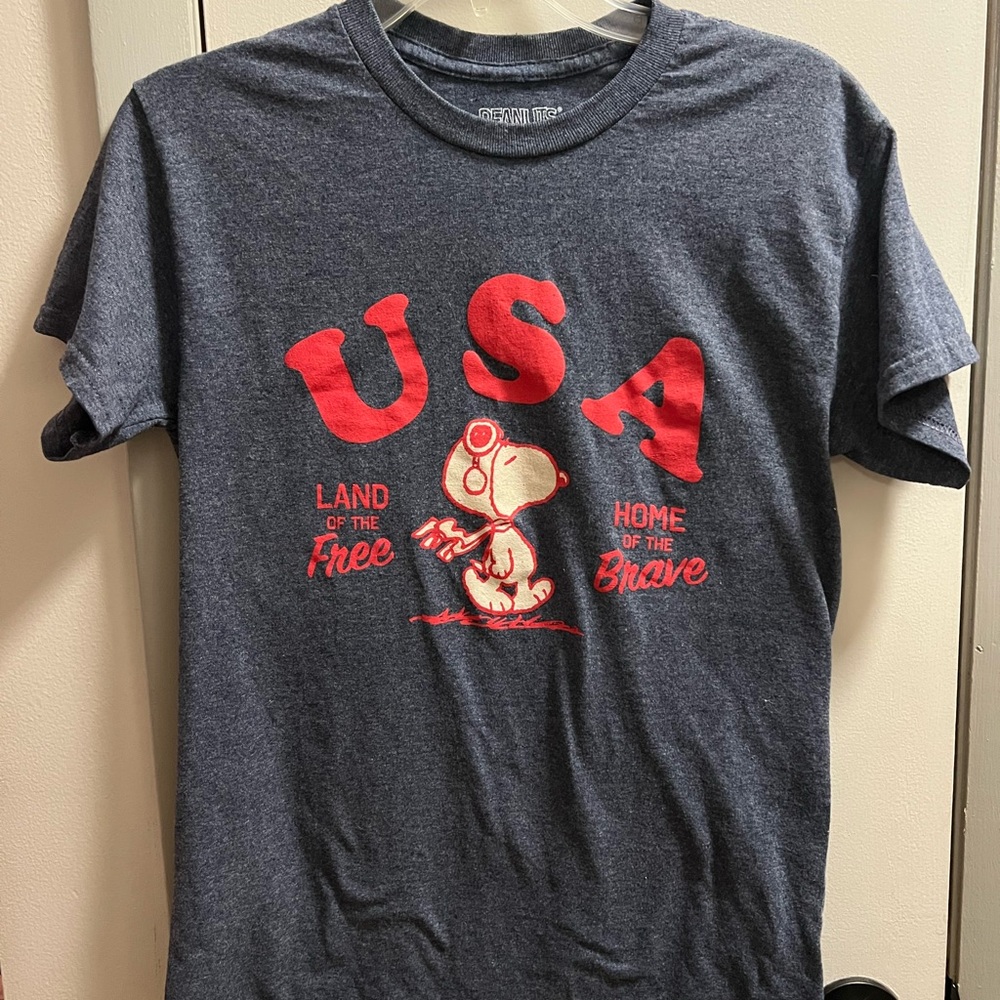 Peanuts ,Snoopy USA T-Shirt - Blue and Red